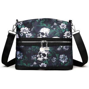 Women Gothic Skull Shoulder Bag Y2K Backpack Street Hippie Style Wallet Green